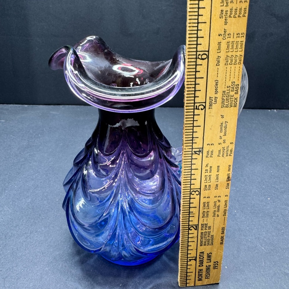 Fenton glass Mulberry drapery pitcher - Picture 6 of 7